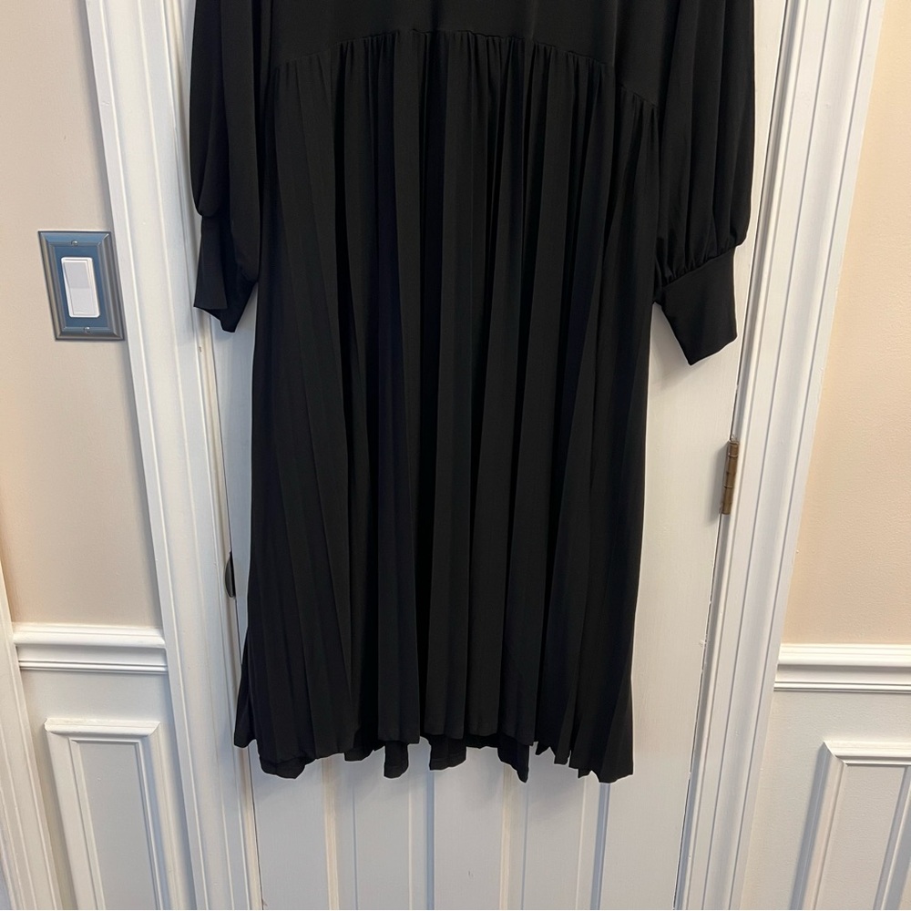 NEW $110 Eloquii Knot Front Pleated Skirt Dress Black Stretch Jersey Midi 24 - Picture 9 of 16